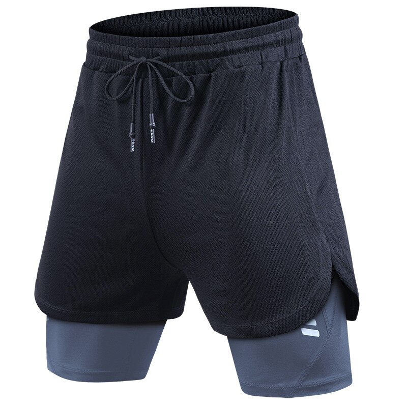 Shorts de Sport respirants 2 en 1 pour hommes, à séchage rapide, pour exercices d'entraînement, Jogging, cyclisme, doublure plus longue