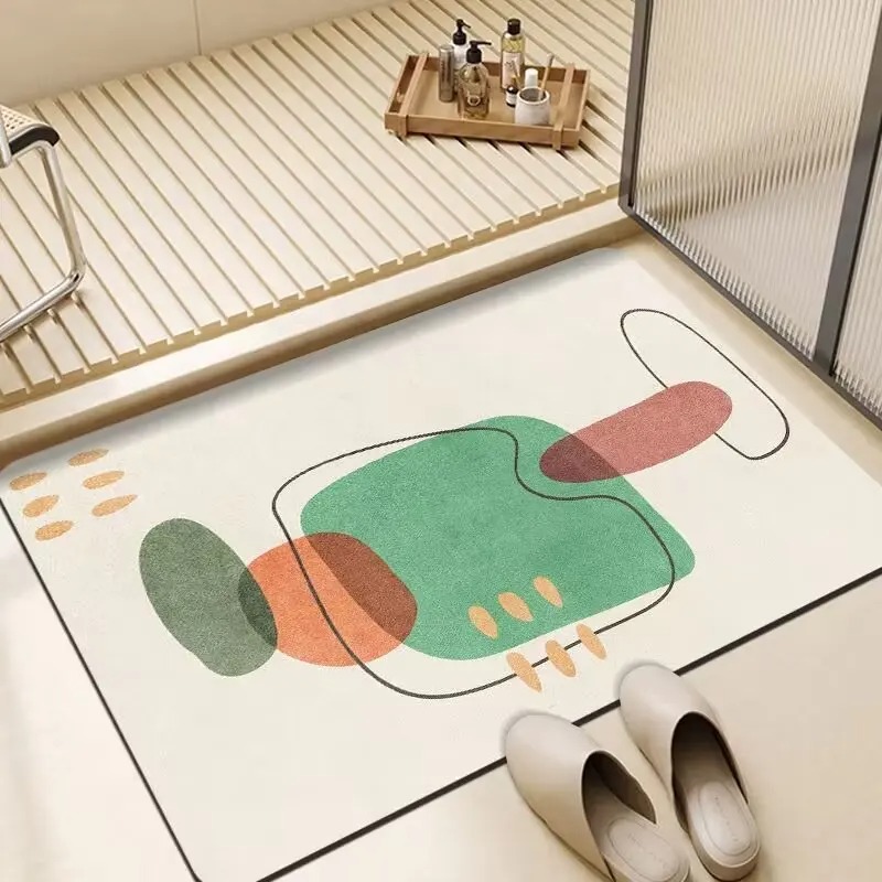 Simple Illustration Pattern Door Front Mat Decoration Home Bathroom Floor Mat: 45x70cm / Red