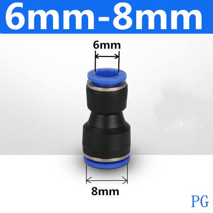 Pneumaattiset liittimet kiinnitys muoviliitin pu  pg 4mm 6mm to 8mm 10mm ilma-vesiletku putki työnnä sisään suorat kaasun pikaliittimet: Pg 6-8
