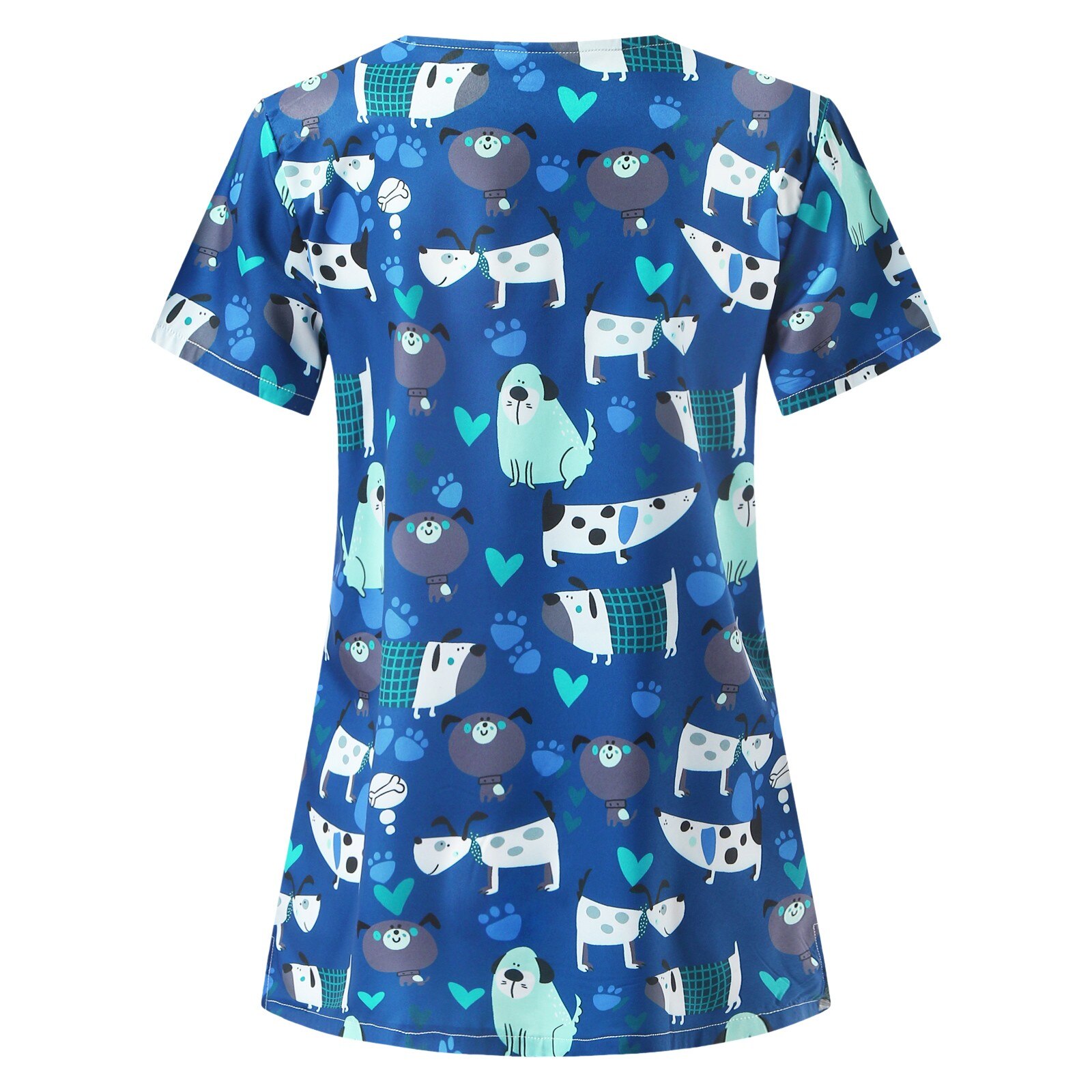 Cartoon Graphics Nursing Scrubs Tops For Women Short Sleeve V Neck T Shirt Working Uniform Health Care Working Uniform A50