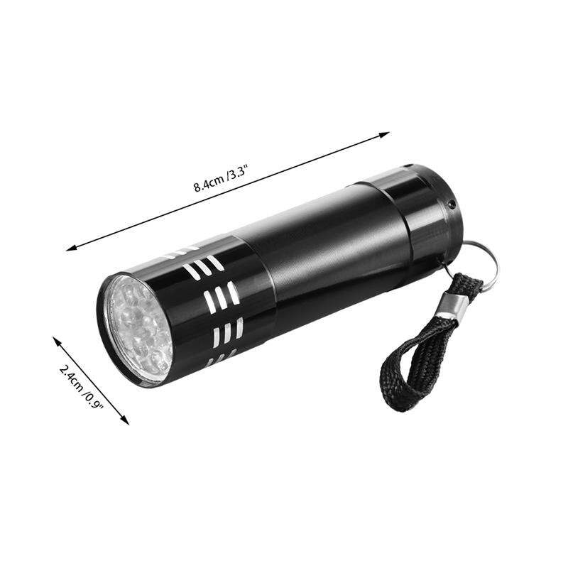 Uv valo taskulamppu super mini 9 led taskulamppu musta ultraviolettivalo super mini alumiini uv valo taskulamppu myymälä: Musta