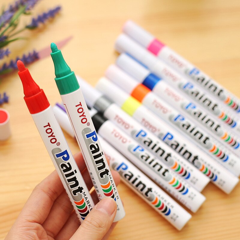 9 Colors White Waterproof Permanent Paint Marker Pen Car Tyre Paint Pen Rubber Tread Environmental Tire Painting DIY Office