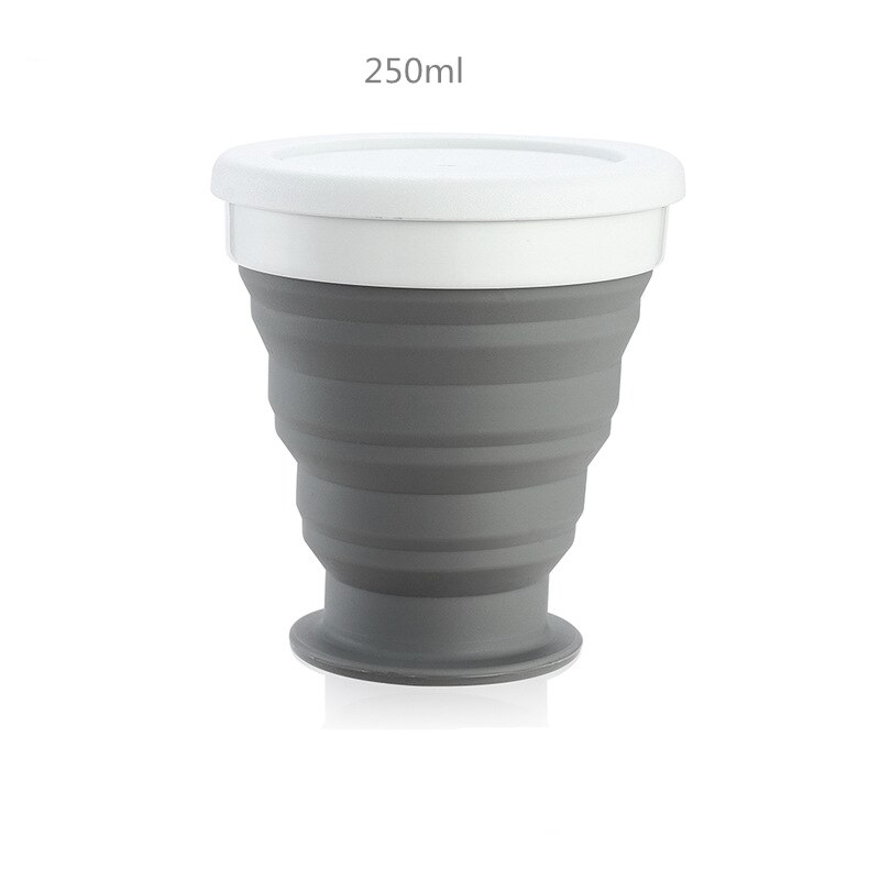 Taza plegable de silicona para niños y estudiantes, botella de agua de 350ml, libre de bebida deportiva al aire libre, taza de café: 250ml-Gray