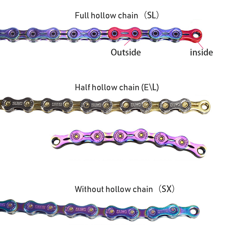 SUMC-cadenas de colores para bicicleta de montaña, accesorios para bici de 9V, 10V, 11V y 12V, cadena de arcoíris plegable con hebilla mágica