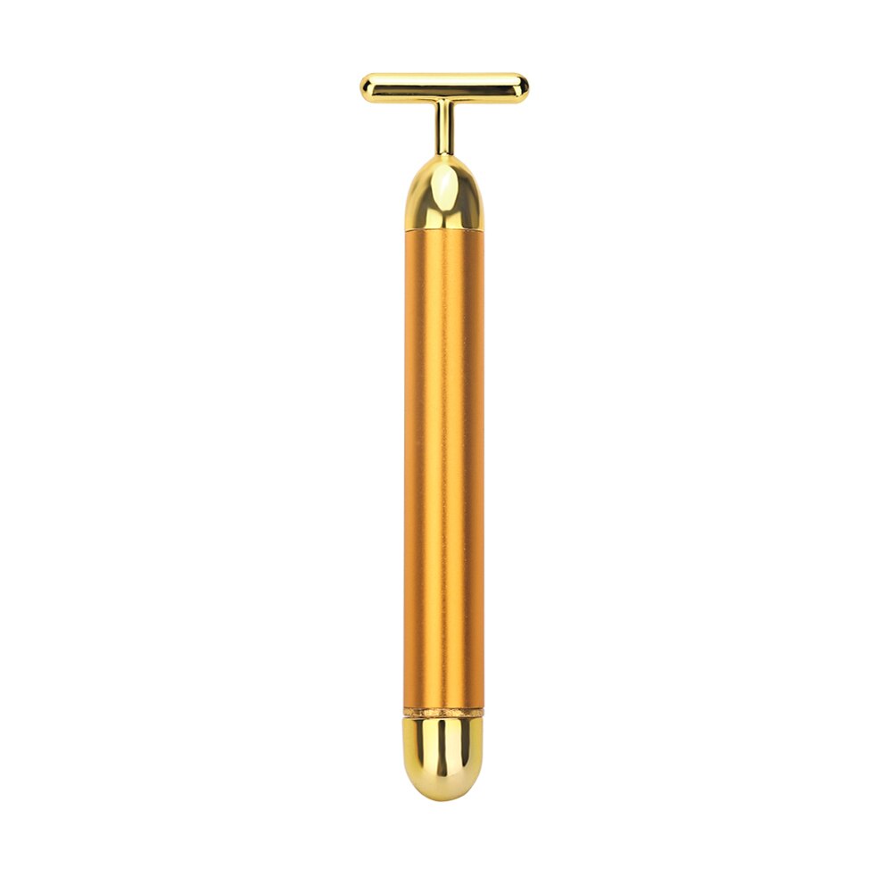 24K Gold Roller Vibrerende Facial Massager Afslanken Facial Skin Beauty Bar Pulse Verstevigende Gezicht Massage Lift Aanscherping Rimpel Bar: Glod no pouch