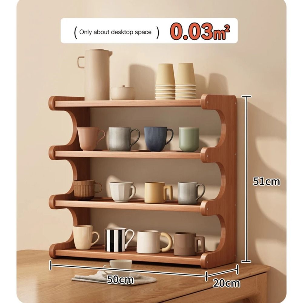2/3 Tiers Desktop Storage Rack Space-saving Easy-to-assemble Wood Tabletop Stand Compact Multi-functional Desk Bookshelf