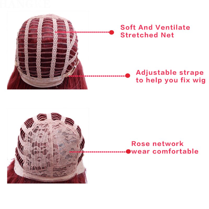 Allaosify Long Full Red Wig Wavy Wigs for Black Women Side Part Heat Resistant Wig Red Cosplay Wig