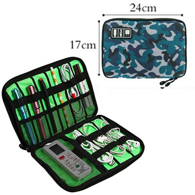 Bolsa de Cable Digital para hombre, accesorio de viaje portátil, cargador de Cable de alimentación, organizador de auriculares, accesorios electrónicos para maleta: B  Blue camouflage