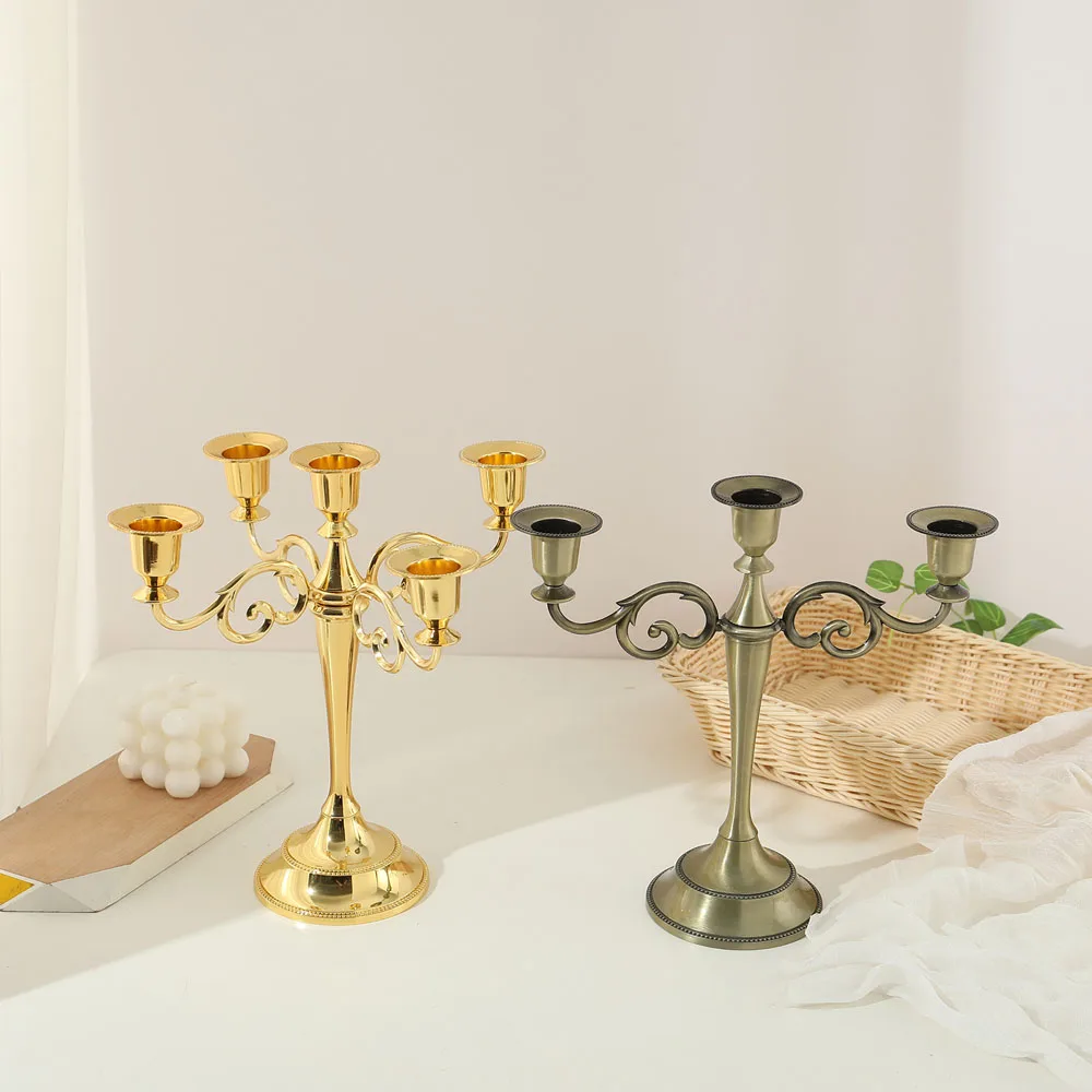 Kandelaar Kaarslicht Diner Kaars Hotel Bruiloft Prop Brons Goud Huishouder Verguld Decoratie Metaal Retro