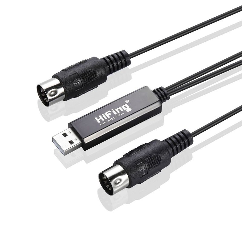 Hifing usb in-out midi-interface converter/adapter met 5-- pins din midi-kabel voor pc/laptop/mac