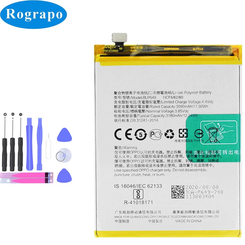 Batterie de téléphone pour OPPO R9S F3 Plus R11S A83T R15 Pro K3 F7 A3 A5S A1K A57, BLP623 BLP643 BLP649 BLP659 BLP661 BLP673