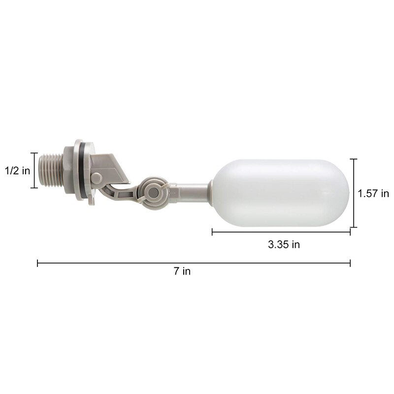 Conjunto de válvulas flotantes de 3 piezas, válvula de flotador de tubería de suministro de agua de 1 / 2 pulgadas con brazo de ajuste para piscina, acuario (gris)