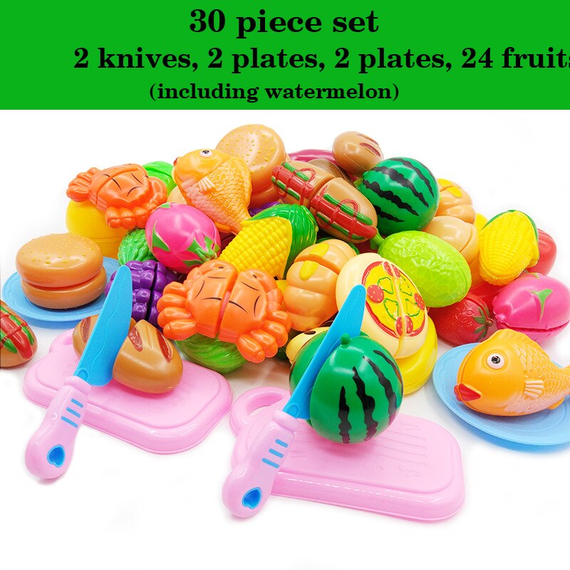 53pcs/lot Children Pretend Role Play House Toy Cutting Fruit Plastic Vegetables Food Kitchen Baby Classic Kids Educational Toys: 30-piece set