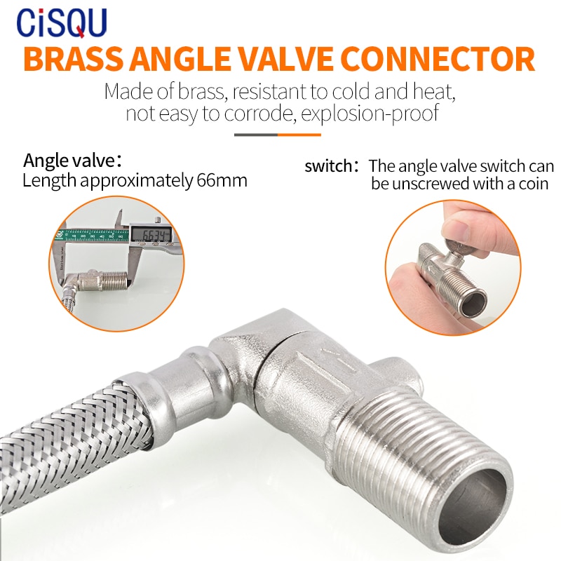 And Cold Water Faucet Inlet Pipe Angle Valve Pointed Stainless Steel Braided With Check Valve Integrated Hose