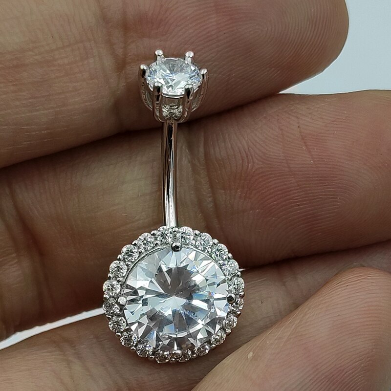 925 sterling silber bauch ring cubic zirkon Nabel Körper Piercings Schmuck 1 stücke