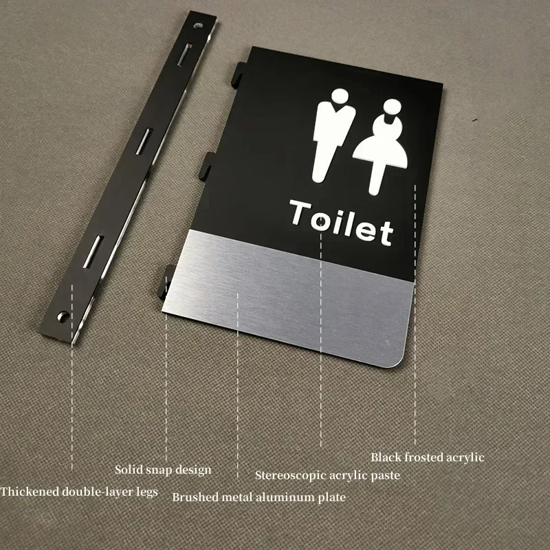 Letrero de puerta de doble cara para hombre y mujer, señal de recordatorio de baño montada en el lateral, señalización de inodoro para Hotel y WC