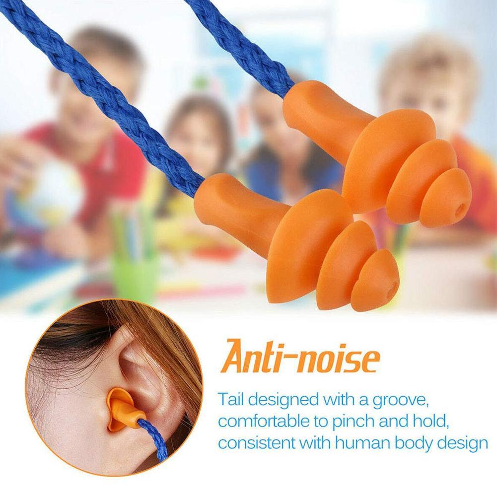 10pcs Earplugs Reusable Hearing Noise Protection Ear Plugs Corded Soft Silicone Earplugs for Swimming Water Sports