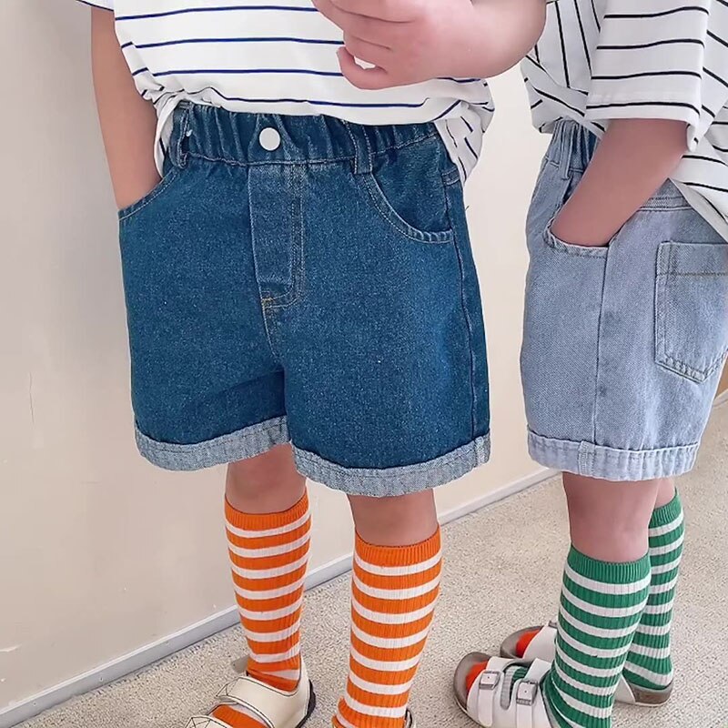 HAYANA-pantalones cortos de mezclilla para niños, pantalón informal, sencillo, verano, 2022