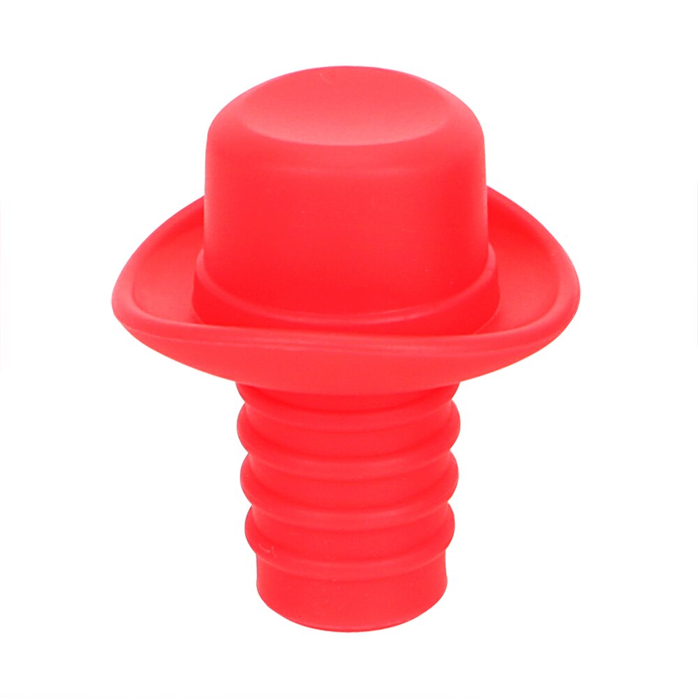 Tapón de vino HOOMIN, sombrero Formal, cerveza, Soda, tapa de botella de corcho, tapón divertido de botella de silicona, suministros para Barra de cocina, herramientas para Bar: Rojo