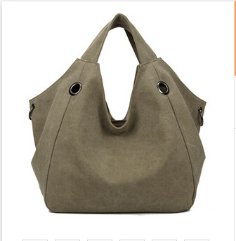 Promotin 100% contton Frauen Feste Schulter Tasche lässig Leinwand Hobos Handtaschen Große kapazität Tote Taschen: khaki