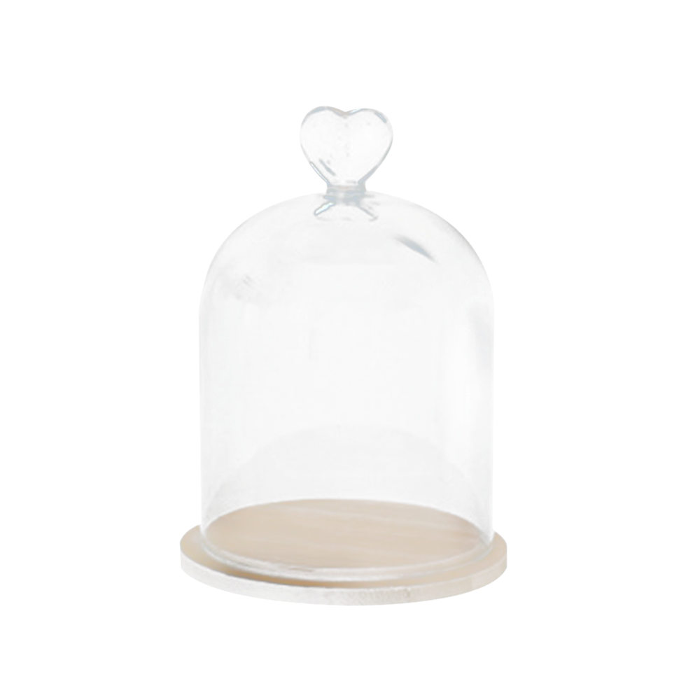 Vases clairs verre fleur affichage Cloche Cloche pot dôme immortel conservation avec Base en bois fleur verre couverture décor à la maison: Gris clair
