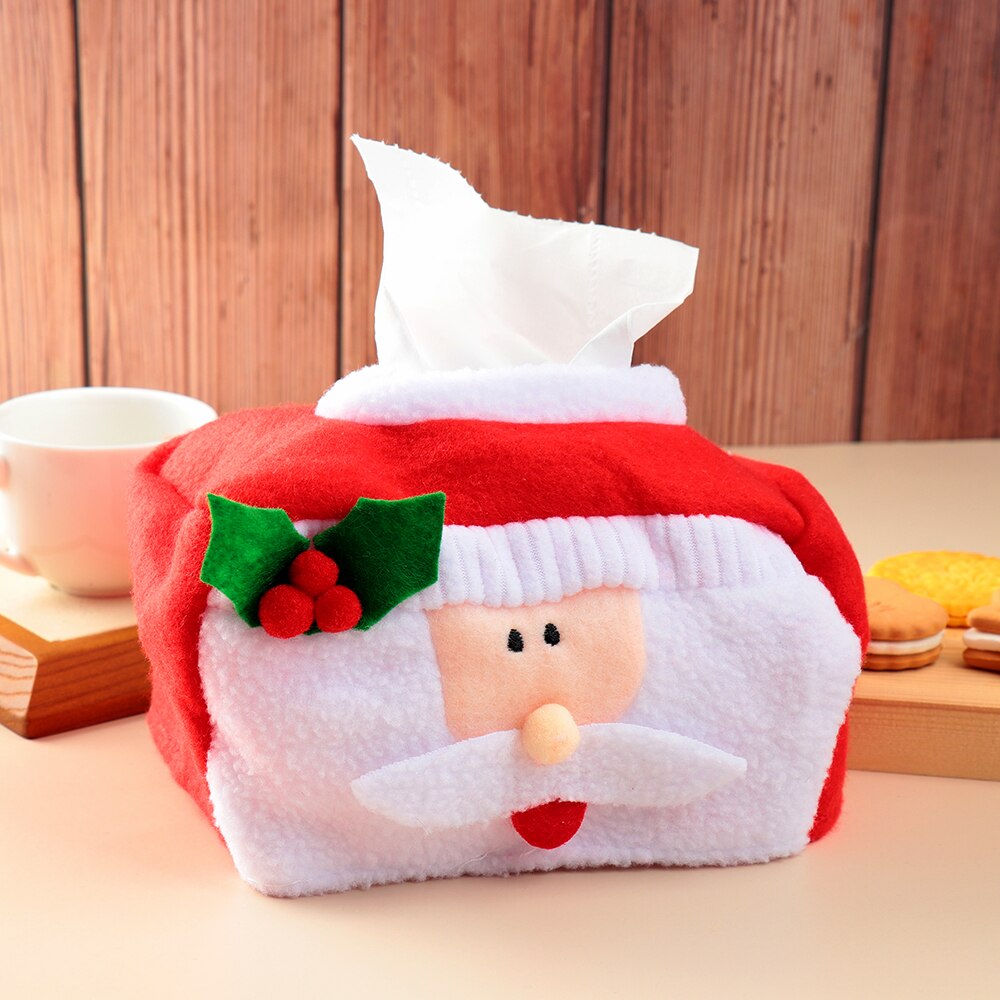 1PC Flanel Kerstman Kerst Tissue Doos Papier Houder Opbergdoos Cover Xmas Ornament Home Party Tafel Decoratie