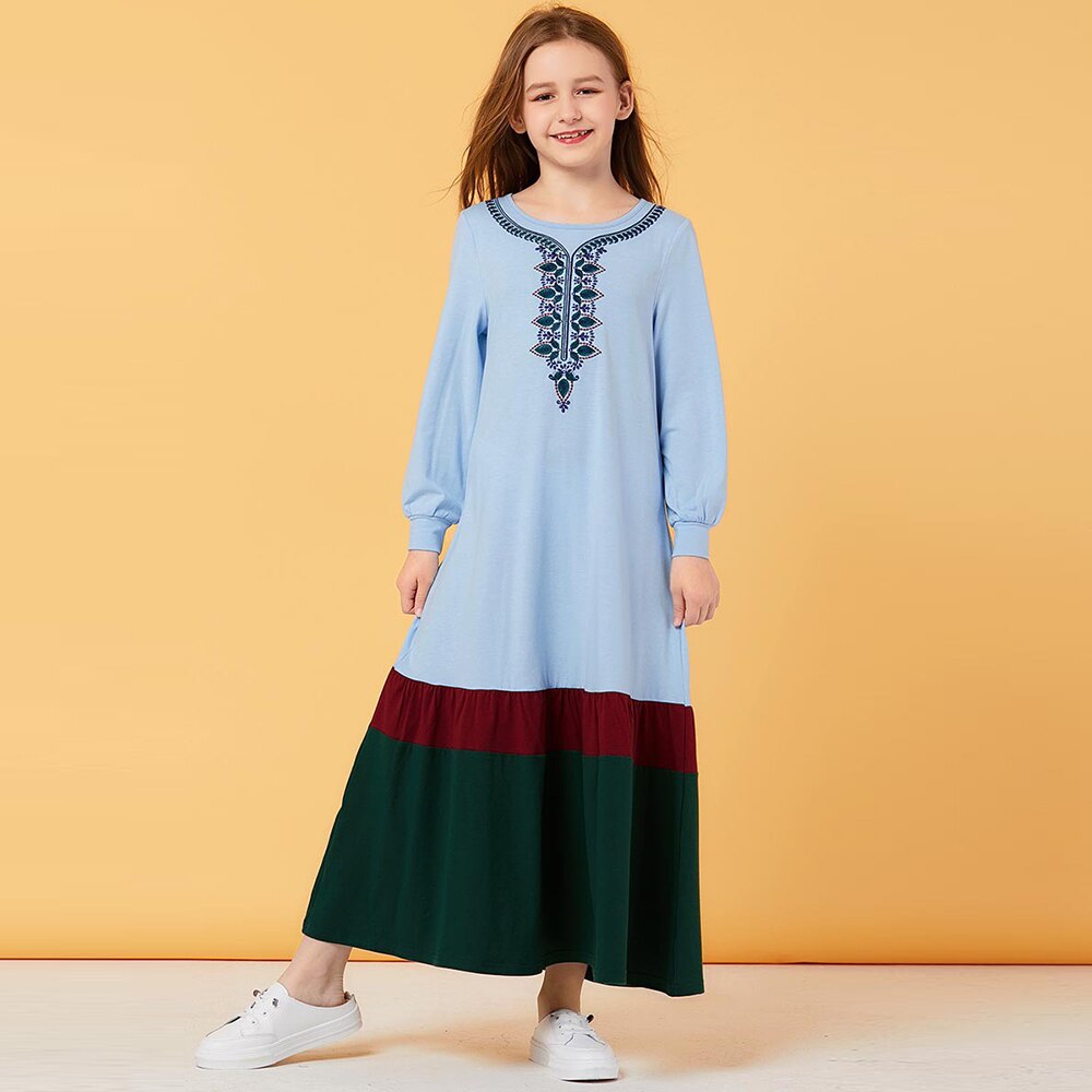 Muslimske piger kjole plaid pufærmer marokkanske kjoler børn børn kimono islamisk tøj a-line vestido kaftan abaya elbise