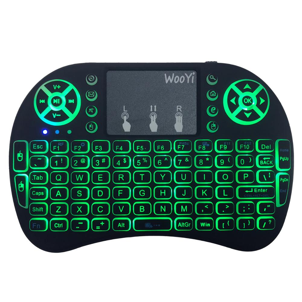 I8 mini trådløst tastatur 2.4 ghz engelsk arabisk russisk hebraisk qwerty tastatur med touchpad til android tv box laptop mi