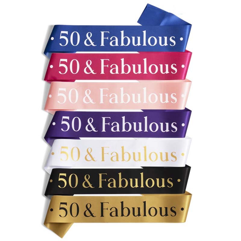 50 and Fabulous Sash Happy 50th Birthday Satin Sash 50th Birthday for Men Women Party Favor Parties Supplies Decoration