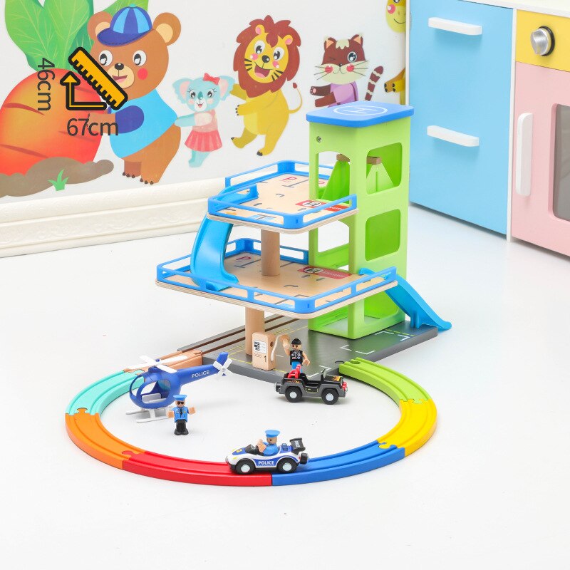 Woodentrack Scene Extension Accessories Multistorey Parking Lot Elevator Building Compatible with All Brands of Wooden Railway: WJ-JM-TZ-168-1