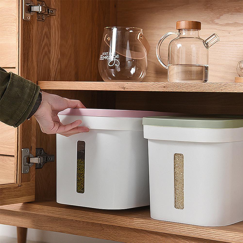 Stor fødevareopbevaringsbeholder tørfoder mel ris dispenser store beholdere med låg til køkken forseglet crisper korn tank