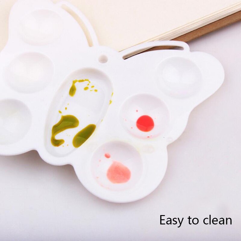 7 Wells Butterfly Plastic Palette Art Paint Plastic Drawing Tray Color Palette For Oil Watercolour White Painting Pallet