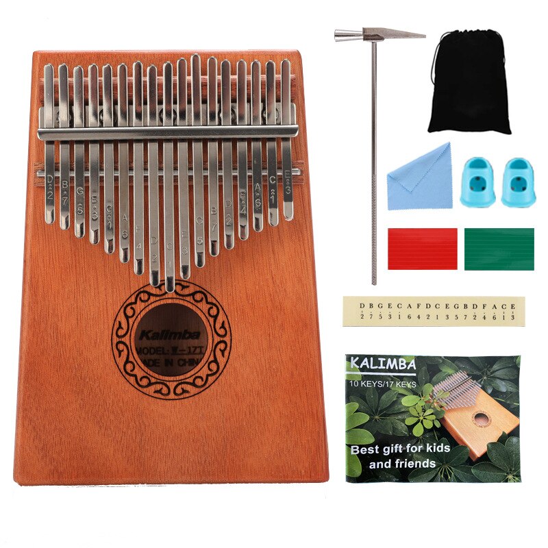 Piano de pulgar Kalimba 17 teclas, con bolsa de caoba martillos y partituras, muy adecuado para amantes de la música y niños