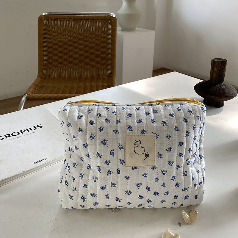 Koreanische Stepp machen-hoch Tasche Für Frauen Kosmetische Lagerung Tasche Tragbare Kulturbeutel Taschen Weibliche Schönheit fallen Baumwolle Blumen- Kosmetische Beutel