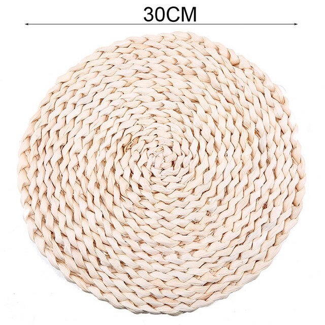 1Pc Rotan Placemats Stro Cup Onderzetters Pad Eettafel Mat Warmte-isolatie Pannenlap Rieten Drinken Coaster Keuken Accessoires: 1PC 30 cm