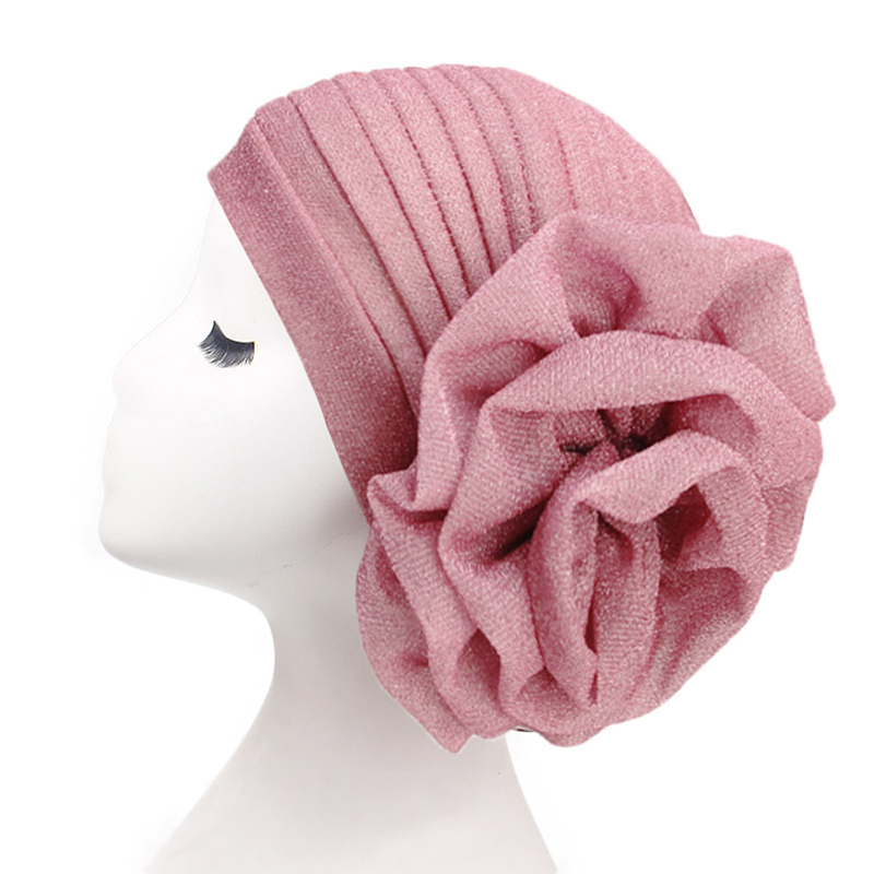 Sombreros para hiyabs para mujer árabe africana turbante elástica ropa Islam gorro para la cabeza señoras pelo accesorios musulmán gorros con bufanda: pink