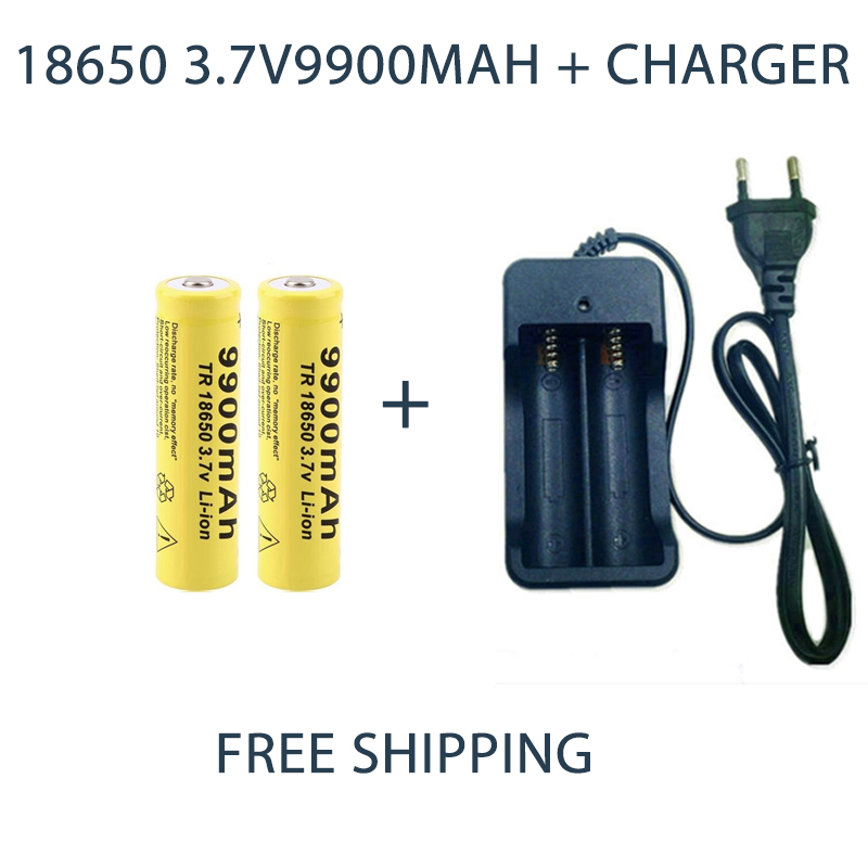 18650 Battery Rechargeable Battery 3.7V 18650 9900mAh Capacity Li-ion Rechargeable Battery For Flashlight Torch Battery+Charger