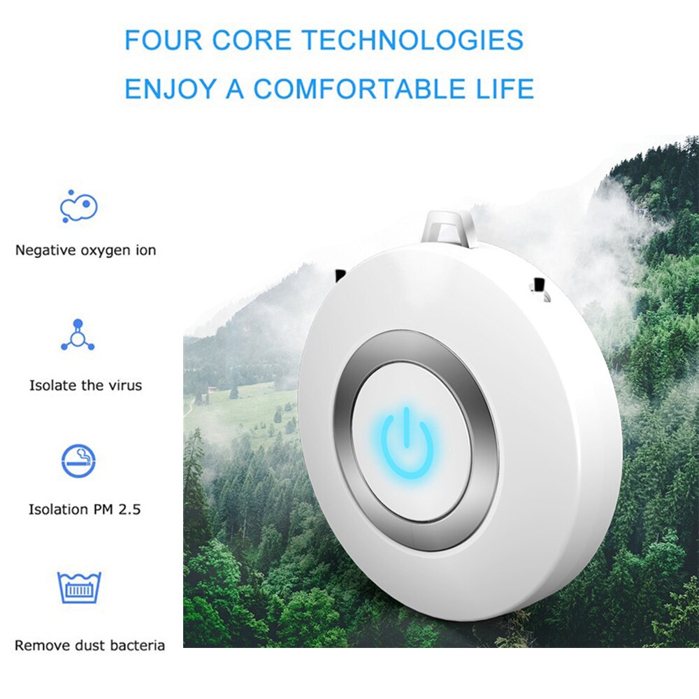Usb Portable Wearable Air Purifier Personal Mini Air Necklace Negative Ion Air Freshener No Radiation Low Noise For Adult