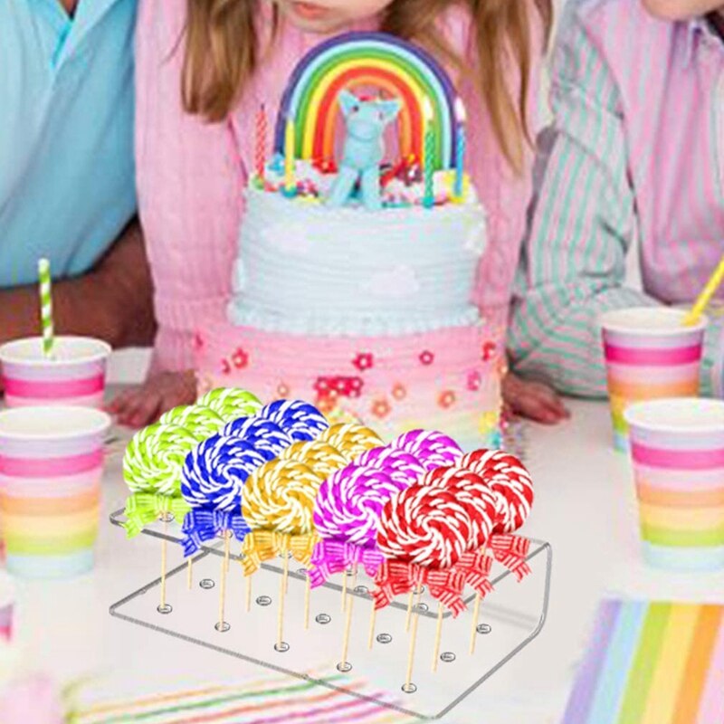 2 Pcs of 15-Hole Acrylic Transparent Lollipop Display Stand for Wedding and Birthday Parties