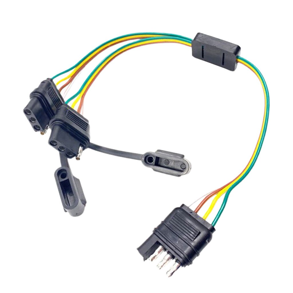 4 Pin Flat Y-Splitter Plug with Trailer Extension Harness 21 Inch (2 Lead)