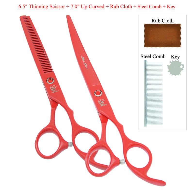 7.0 &quot;Hund Scheren Japan Stahl Hundesalon Schere Tiere Gerade Gebogen Schneiden Tijeras Ausdünnung Schere B0029A: B0029A-12-70