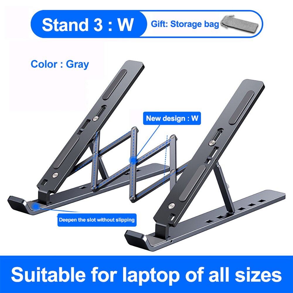 Laptop Holder for MacBook Air Pro 13 Retina Notebook Laptop Stand Bracket Foldable Aluminium Alloy Laptop Holder for PC Notebook: Black 3
