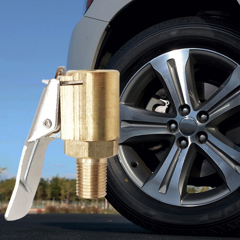 Bil auto messing 8mm dæk hjul dæk luftpatron inflator pumpe ventil klip klemmestik adapter biltilbehør til kompressor