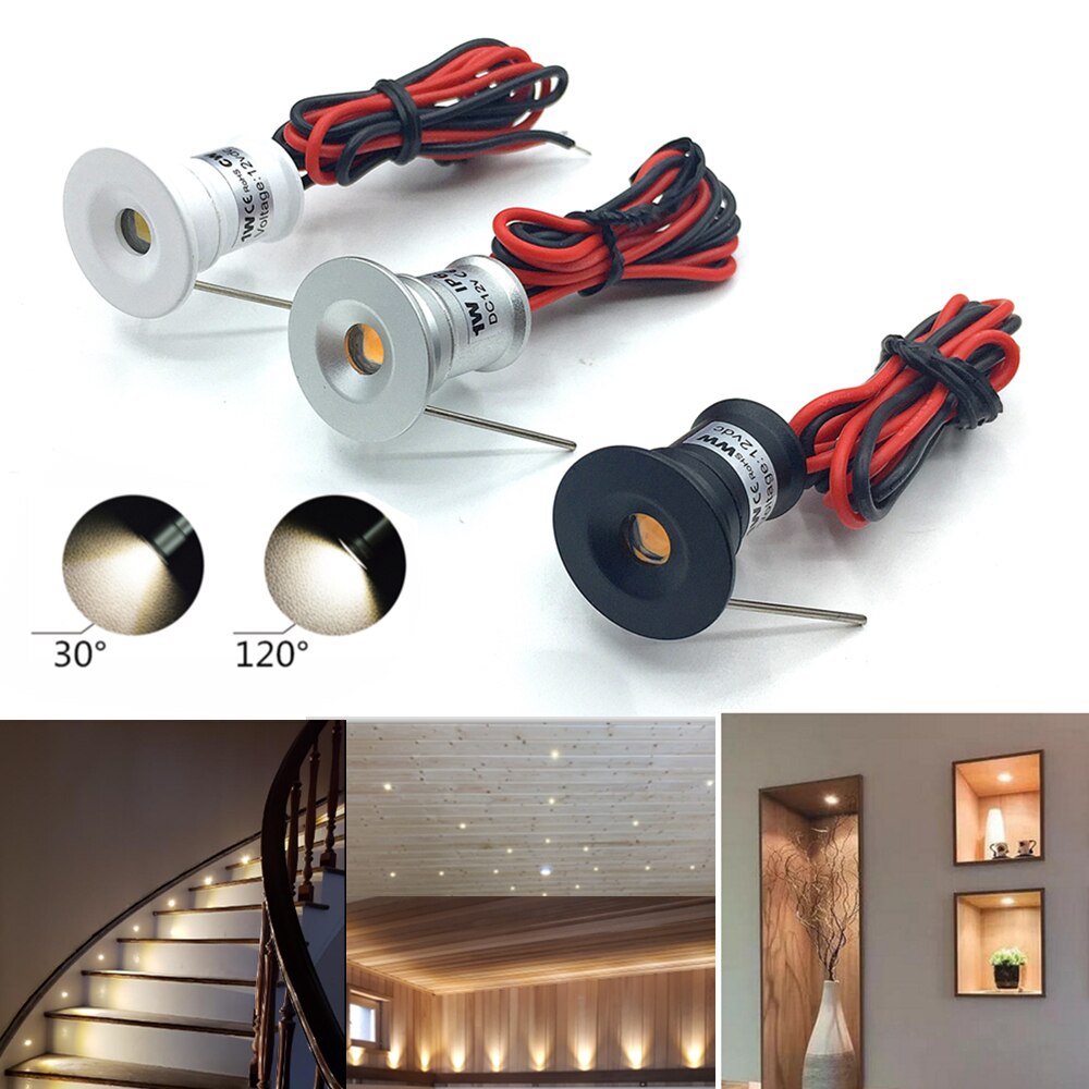 Mini LED Spotlight 1W IP65 Inbouwdownlight Indoor 12V Dimbare Spot Light Plafondlamp Showcase Display Trap verlichting
