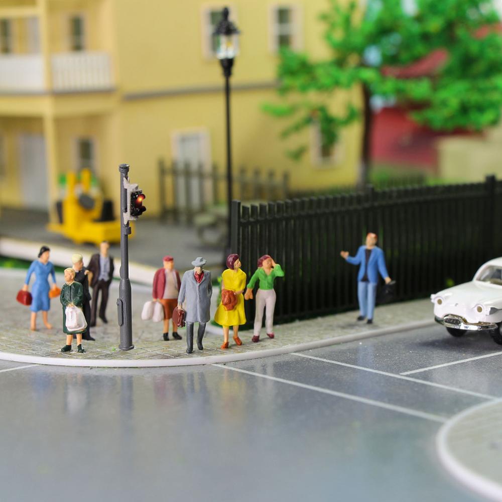 Figuras de personas de pie sentado, escala HO, escala 1:87, modelo de pasajeros, Kit de construcción, P8721, 30 Uds./60 uds.