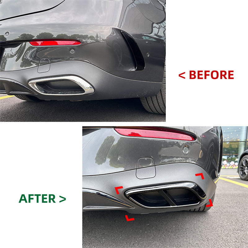 For Mercedes Benz CLE Coupe Car Rear Throat Exhaust Pipe Tail Muffler Tips Cover Trim Sticker + C236 CLE260 300 CLE53 AMG