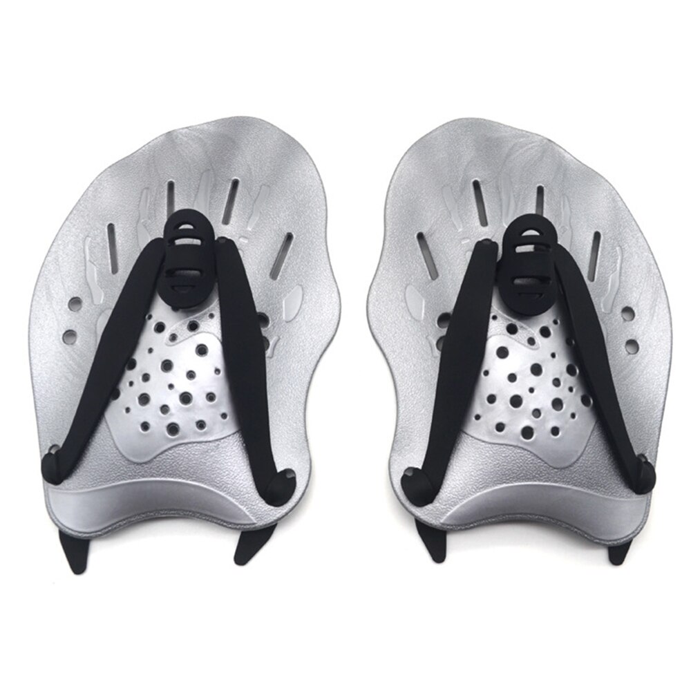 Swimming Paddles Swim Practice Correction Paddling Tools Durable Adjustable Silicone Hand Webbed Swimming Gloves: silver