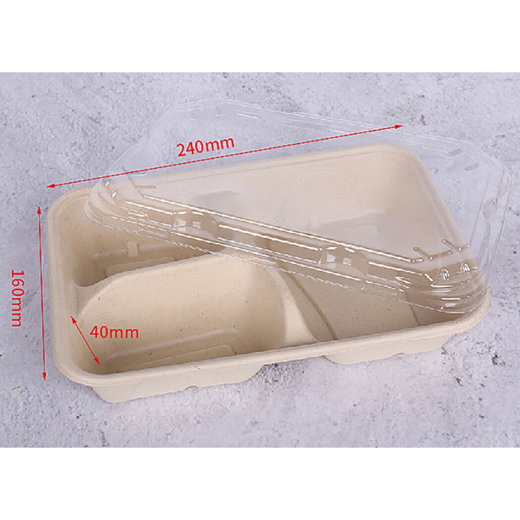 50PCS Paper Food Container 3-Compartment Food Packing Box Meal Prep Container Disposable Meal Prep Containers Food Takeout Boxes