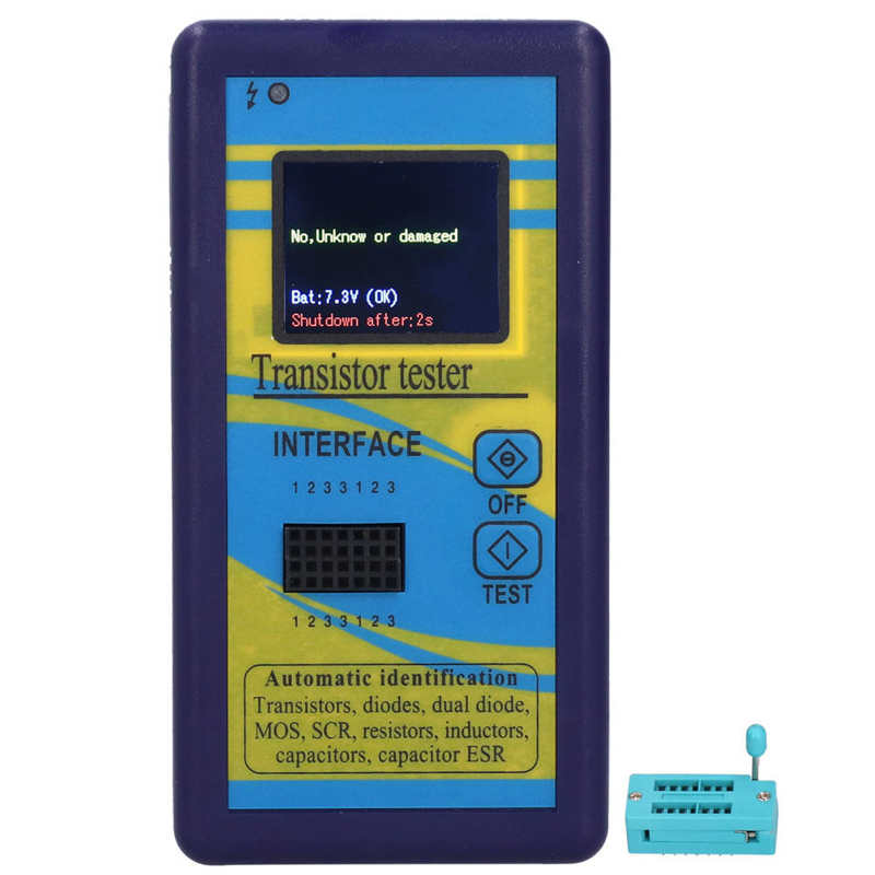 Medidor de transistores ESR Megger DC 9V, medidor de resistencia gráfica M328, verificador de capacitancia, pantalla azul