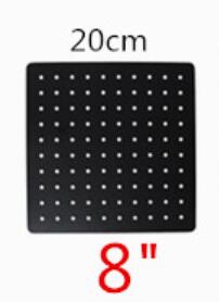 Cabezal de ducha de lluvia redondo y Cuadrado Negro, ultrafino, 2mm, 8 10 12 16 pulgadas, Brazo de ducha montado en pared y techo para Baño: 8 inch square